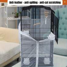 1pc Zipper Solid Color Parrot Cage Mesh Net Cover, Anti-Feather Shedding, Anti-Spill, Anti-Dust, Anti-Mosquito, Breathable, Reusable, Universal For Birds, All Season