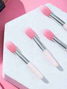 24件套硅胶唇刷套装，包含化妆眉刷和口红刷，硅胶刷头，适用于润唇膏、面膜、精油；6件套迷你便携硅胶唇刷套装，女士适用，易于清洁；便捷小硅胶刮勺，迷你唇膜刷，适用于口红、润唇膏；可重复使用的硅胶去角质唇部涂抹器。赠品 - 白色 - 查看 4