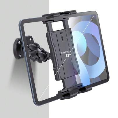 Soporte de pared para tableta OHLPRO, soporte de escritorio para iPad, ajuste de 360°, base de taladro de gran resistencia, compatible con iPad/teléfono/tableta de 5" a 13", brazo de soporte corto, para cocina