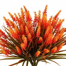 MEHELANY 2Pcs Artificial Autumn Lavender Fake Flowers Imitation Plastic Outdoor Flowers For Party Fall Home Decor, Wedding Engagement Centerpieces, Bridal Shower Decorations, Bouquet Decorations, Birthday Party Centerpieces, Making Wreaths, Indoor And Outdoor Garden Decorations