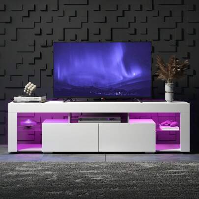 TV Stand, 63 Inch Entertainment Center, Modern TV Console With 2 Drawers For Living Room, LED TV Stand For 60 To 70 Inch TV