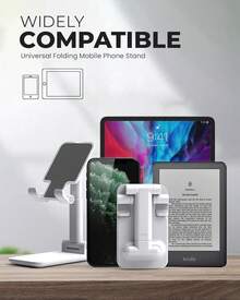 Universal Adjustable & Foldable Mobile Holder Tabletop Phone Desk Stand: Multi-Angle, Anti-Slip Mobile Stand Compatible With All Device - White - View 8