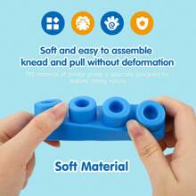 The Latest Large-Grain Chewable Soft Rubber Building Blocks For Children's Early Education DIY Building Blocks, Suitable For Babies To Play And Chew,