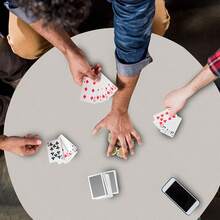 Felt Card Game Table Cover For Poker, Mahjong, Domino, Bridge And Board Game, Elastic Fitted Tablecloth For 36 To 48 Inch Round Tables - Ivory,7014891 - 彩色 - 查看 2