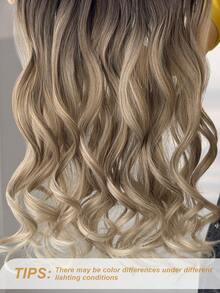 Tóc nối dài màu đen, xoăn gợn sóng, tóc giả nguyên đầu dành cho nữ. - Màu nâu ombre - Xem 8