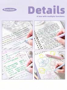 Set de 5 bolígrafos de gel multicolor de 0.5mm, de seque rápido, para escribir, ideal para la vuelta al cole - Multicolor - Ver 6