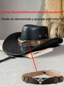 1顶西部牛仔帽，适合圣诞节、圣诞派对、万圣节、情人节、狂欢节、情侣出游、徒步旅行等场合，独特的编织绳设计，宽大的弧形帽檐，也适合骑马和度假。