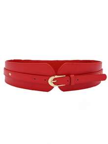 1PC 女士宽边复古松紧腰带 PU 皮革时尚搭配西装连衣裙外套腰部松紧装饰腰带展现您的完美身材