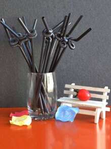 3/5/6/10PCS Disco Ball Decor Straws, Reusable Plastic Disco Ball Straws, Mirror Ball Straws, Black Plastic Straws, Reflective Spiral Straws, 70s Disco Party Decorations, Party Favors, Suitable For Disco Party, Birthday Party, Wedding, Kitchen, Christmas Decoration, 1PC