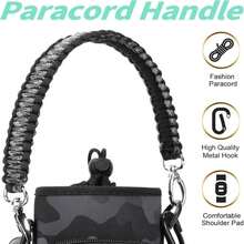 AceTreker 32_40_64_87_128 Oz Water Bottle Carrier Bag, Neoprene Water Bottle Sleeve With 4 Pocket, Sport Water Holder With Paracord Handle And Shoulder Strap For Walking Hiking Camping Gym - 05. Gray Camo - View 4