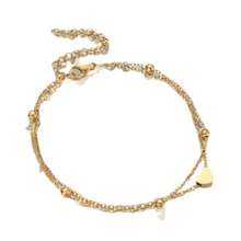 2 Piece Set Women's Stainless Steel Chain Anklet Trinkets Ankle Bracelet For Women , Silver/Gold Tone, Ankle Bracelet Hypoallergenic Women's Gold/Silver Ankle Bracelet, 14K Gold Anklet Waterproof Cuban Chain Heart Beaded Herringbone Rhinestone Anklet Set Layered Anklet Bracelet Women Gold Jewelry Gift Women Sterling Silver Adjustable Anklet, Heart Shaped Handcuff Ankle Bracelet, Summer Foot Jewelry, Stainless Steel/Gold Plated Anklet Love Anklet Personality Double Layer Simple Beach Anklet Accessories Women's Foot Jewelry - Vàng - Xem 6