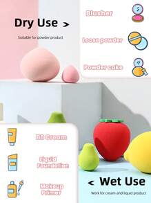 BATENG 1/2pcs Fruit-Shaped Makeup Sponge – Soft Reusable Latex-Free Blending Puff For Foundation, Concealer & Powder, Cosmetic Beauty Sponge With Adorable Cartoon Header Card Packaging, Ideal For Girls, Teens & Makeup Beginners, Perfect For Travel & Daily Use,Makeup,Cheap,Room Decor,Vanity,Travel,Bedroom,Makeup Accessories,Puff,Makeup Blender,Powder Puff,Makeup Sponge