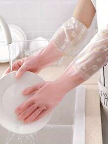 2 pièces Gants de vaisselle en gelée de couleur Gants de nettoyage ménager antidérapants épais Gants en caoutchouc de cuisine pour la vaisselle Épaississement Protection Durable