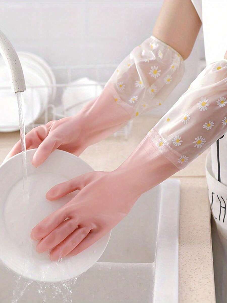 2 pièces Gants de vaisselle en gelée de couleur Gants de nettoyage ménager antidérapants épais Gants en caoutchouc de cuisine pour la vaisselle Épaississement Protection Durable