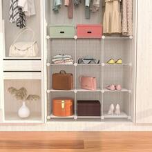 Estanteria Modular Malla Almacenamiento de 9 cubos Montaje DIY,Organizador de Almacenamiento de Cubos de Alambre con Tabique de Plástico PP ,Estantería Modular Apto para Dormitorio, Salón, Armario - Blanco - Ver 7