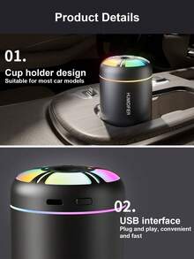 1pc Aroma Diffuser With Color Changing Light, Portable USB Powered Night Light, Air Humidifier For Home, Office, Bedroom, Car, Quiet Desktop Colorful Lamp