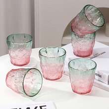 Zestaw 2/4/6-częściowy szklanych kubków z wzorem lodowcowym, kubki do zimnych napojów, biurowe kubki do herbaty, kubki do soku z herbaty kwiatowej, kubki z wzorem młotkowym, kubki do herbaty z mlekiem i sokiem, kubki do piwa, używane na spotkania, pikniki, grille, podróże i imprezy, wielokrotnego użytku - Wielokolorowe - Zobacz 11