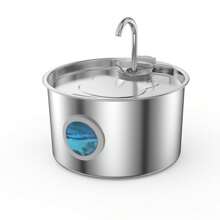 2,2L/74oz, 3,2L/108oz Fonte de Água para Gatos, Fonte de Água Automática de Aço Inoxidável para Animais de Estimação, Adequada para Gatos e Cães, Fonte de Água de Metal para Gatos e Cães, com Janela de Nível de Água, Bomba Ultra-Silenciosa, Fonte de Água para Animais de Estimação, Dispensador de Água Silencioso, Fonte de Água para Gatos, Fácil de Limpar e Instalar, Design de Torneira Bonito, Excelente Sistema de Filtração