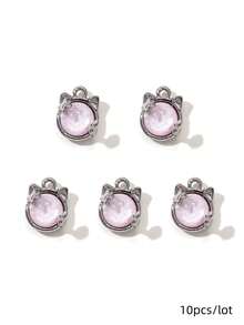 10/20 件随机粉色 Y2K 蝴蝶和月亮形吊坠、耳环、项链 DIY 珠宝