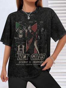 EWH Bellelement Vintage The Hex Inspired T-Shirt Gothic Rock Music T-Shirt DG004 - 黑色 - 查看 3