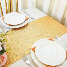 1/6/12Pcs Gold Sequin Table Runner Set, Shimmering Sequin Tablecloth, Perfect For Weddings, Parties, Table Decorations, Banquets, Holidays,  Wedding Supplies, Home Decor, Western Decor,St Patrick's Day,Room Decor, Spring Decor, Living Room Deccor,Bachelorette Party,Easter, Graduation Ceremonies, And Bridal Gifts, Making It The Ideal Choice For All Festive Occasions. - 金色 - 查看 6