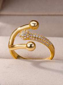 Luxus Hufeisenringe aus Edelstahl, kubischer Zirkonia in Gold- und Silberfarbe, nicht verblassend, offener Ring für Frauen, Hochzeitsschmuck, Party-Accessoires, Urlaub, Geschenke für Tochter/Mutter/beste Freundinnen