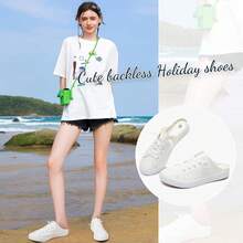 BENPAO Women's Slip On Sneakers Canvas Slip Ons Shoes Fashion Mules Womens Non Slip Loafers Casual Backless ShoesChristmas - Red - View 4