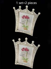1 pieza Marco con forma de corona, Marco de plástico para fotos con perlas y rhinestone de 3 pulgadas, 6 pulgadas o 7 pulgadas (el papel fotográfico se envía aleatoriamente)