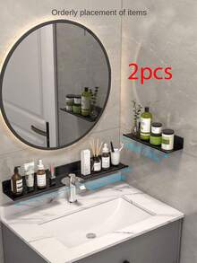 1 件铝制浴室收纳架，现代黑色置物架，适用于浴室家居装饰、浴室收纳、秋季装饰、返校季装饰