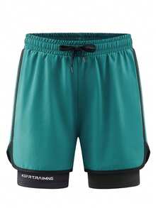 1 件男士休闲运动户外跑步短裤，内裤，网眼透气训练健身短裤，轻质冰丝面料，适合夏季球类运动 - 橄欖綠 - 查看 7