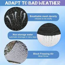 Malla multifuncional para nieve de alta densidad y transpirable con rayas de colores, protección UV de alta densidad, a prueba de nieve, anticongelante, adecuada para terrazas, picnics, cocheras, jardines, balcones, pabellones de pasillos, playas, patios y techos, fácil de instalar, esquinas reforzadas, bordes duraderos y resistentes. - Negro - Ver 10