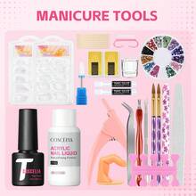 coscelia 27PCS Acrylic Powder Set Glitter Nail Powder With 60ML Acrylic Liquid Nail Lamp For Acrylic Nail Extension Nail Art Decoration Tools Set - 彩色 - 查看 8