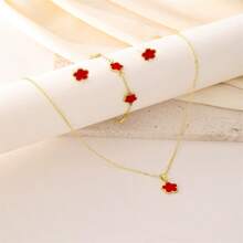 1pc Fashion Chinese Style Gold Plated Lily Drop Earrings, Luxury Gift For Wife/Girlfriend