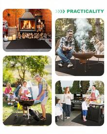 Under Grill Mats For Outdoor Grill With  Drawstring Storage Bag, Double-Sided Fireproof Deck And Patio Protector Mat, Indoor Fireplace/Fire Pit Mat, Oil-Proof Waterproof BBQ Protector Mat - màu đen - Xem 6
