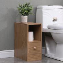 Slim Bedside Cabinet, Narrow Nightstand Side Table, Bedside Table With Drawer & Open Shelf For Bedroom, Living Room Sofa Side End Table