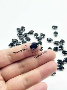 20/100 件 10*14 毫米水滴形手工缝制玻璃珠，不对称形状玻璃爪珠，服装鞋包配饰 - 黑色 - 查看 4