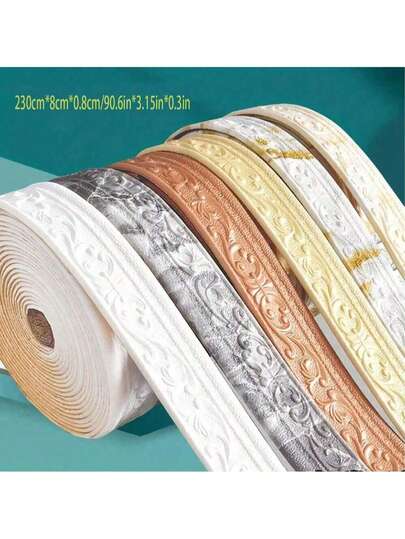 2pcs 181 Inch Length X 3.15 Inch Width 3D Foam DIY Photo Frame Embossed Stickers, Waterproof And Dirt-Resistant Decorative Stickers For Wall Skirting, TV Background, Door Frame, Home Decor - 3D Foam Wall Trim Stickers, Suitable For Hotel And Home Wall Corner Decoration (Suitable For Flat, Clean Walls, It Is Normal For Adhesive Residue To Remain On The Wall When This Type Of Wall Sticker Is Removed, The Product Is Shipped In Rolls, So Some Wrinkling Is Unavoidable, Please Be Aware If This Is A Concern)