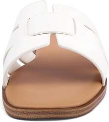 Dressy Summer Flat Sandals With Square Open Toe - White - View 4