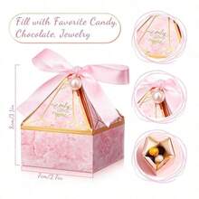 10/20个/包派对礼盒纸质糖果盒配丝带，适合小礼物，圣诞节，婚礼回礼盒，圣诞糖果盒方形，带盖小礼盒，适合派对，回礼，婴儿，洗礼，新娘手工制作招待客人的神秘盒子