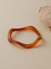 1pc Elegant Wavy Resin Wide Bangle Bracelet, Versatile Beach Vacation Style