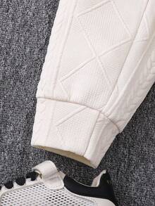 2pcs/Set Toddler Boys' Casual Style Apricot Long Sleeve Top And Pants Set, Collar, Textured Fabric, Embroidery, Suitable For Everyday, Casual, Vacation, Party, Spring/Autumn - Apricot - View 6