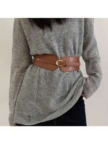 1PC 女士宽边复古松紧腰带 PU 皮革时尚搭配西装连衣裙外套腰部松紧装饰腰带展现您的完美身材