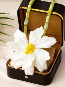 1pc Exaggeration Resin Flower Handmade Beaded Women Personalized Floral Pendant Necklace, Camellia 3D Party Necklace