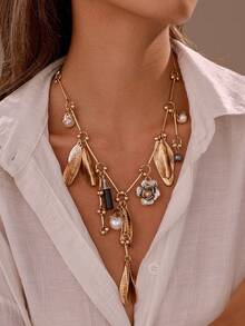 1 件奢华金属花朵吊坠项链，优雅的欧式情人节情人节妈妈母亲母亲节礼物 - NZ3311 - 查看 6