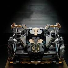1690 件黑金色静态 V12 跑车积木玩具，1:18 比例成人收藏赛车模型拼装套件，青少年和成人生日礼物