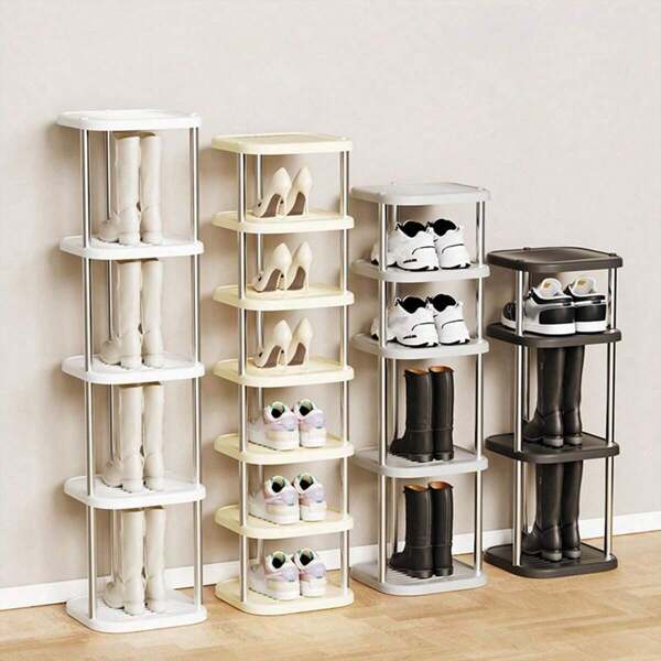 1 Piece Of Plastic Detachable, Raised, Deepened, Freely Combined Multi-Layer Shoe Rack, Narrow Corner Storage Rack, Suitable For Placement In Small Spaces Such As Entrance Corridors And Wardrobes, Suitable For Storing Various Shoes And Bags Such As Sports Shoes, High Heels, Etc