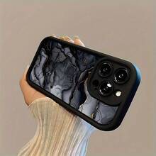 Funda de Teléfono con Patrón de Mármol, Textura Mate, Diseño de Ojo de Cielo, Ajuste Cómodo, Apta para iPhone 16/16PRO/16PLUS/16PROMAX/15/15PLUS/15PRO/15PROMAX/14/14PLUS/14PRO, Regalo para Amigos, Novias, Novios, Familia - Negro - Ver 5