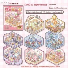 MINI Landscaping 2.0 Sticker Book, Girl 3D Miniature Sticker Book, Scene Collage, Handmade DIY Materials, 18 Sheets Per Book, 8 Sets Of Different Scenes, Small Gifts For Boys And Girls For Halloween And Christmas,School Supplies,Back To School