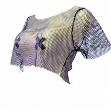 Crop Top de Red metalizada Juvenil baile Transparente Neus  Colorblock  Brillo - Dorado - Ver 5