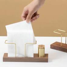 1pc/2pcs/4pcs Solid Wood Creative Vertical Tissue Holder, Napkin Holder For Kitchen Dining Table,Cafe Hotel Restaurant Desktop Napkin Holder, Simple Table Tissue Holder With Wood Base For Paper Napkins, Modern Dispenser For Home Decor